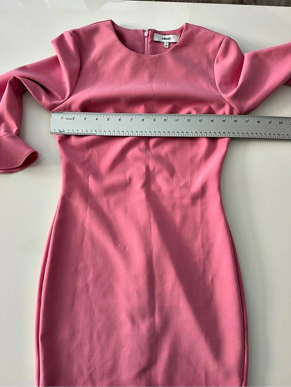 LIKELY Bedford Coral Pink Flare Sleeve Mini Dress Size 4 EUC - Picture 7 of 7